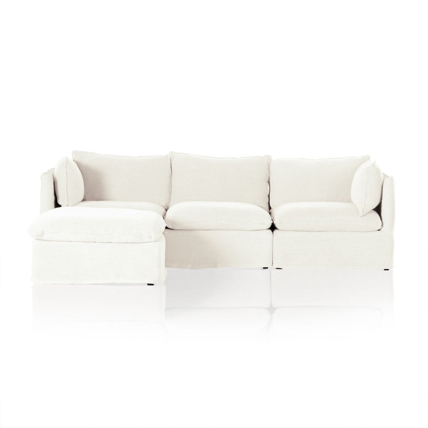 Andre Slipcover 3 Pc Sectional W/ Ottoman
