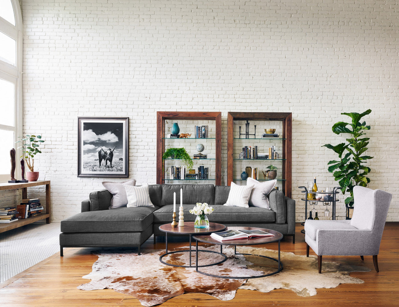 Grant Sectional Sofa with LEFT Chaise - Charcoal