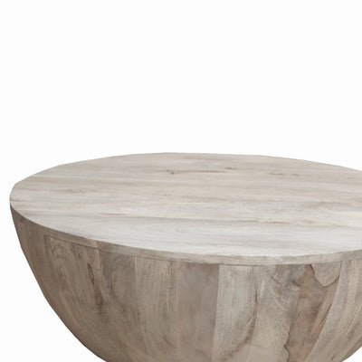 Modern Drum Coffee Table- Light Washed