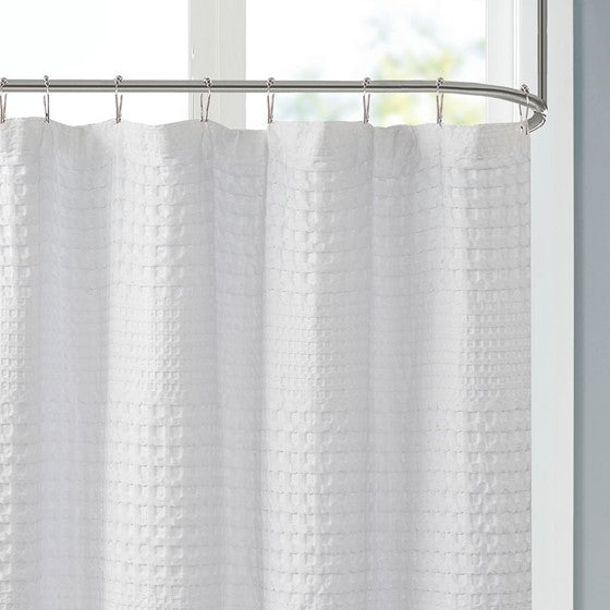 Arlo Super Waffle Textured Solid Shower Curtain
