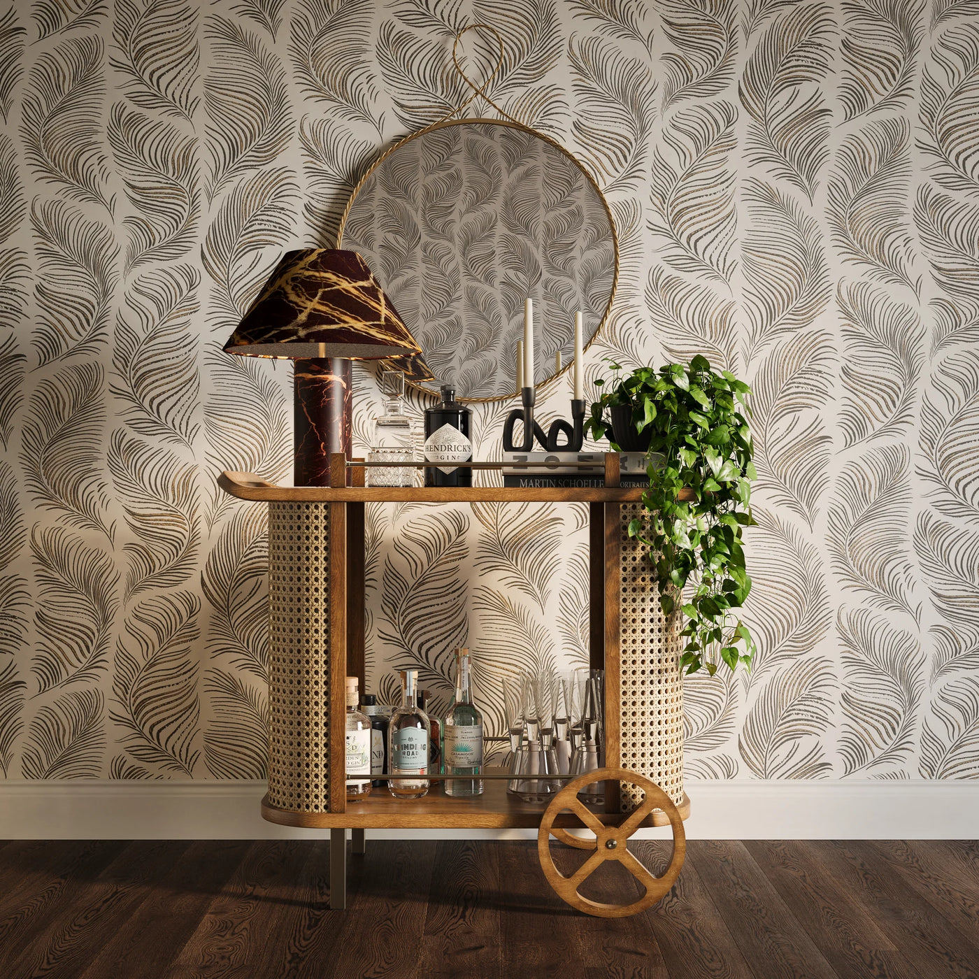 Emerson Rattan Bar Cart