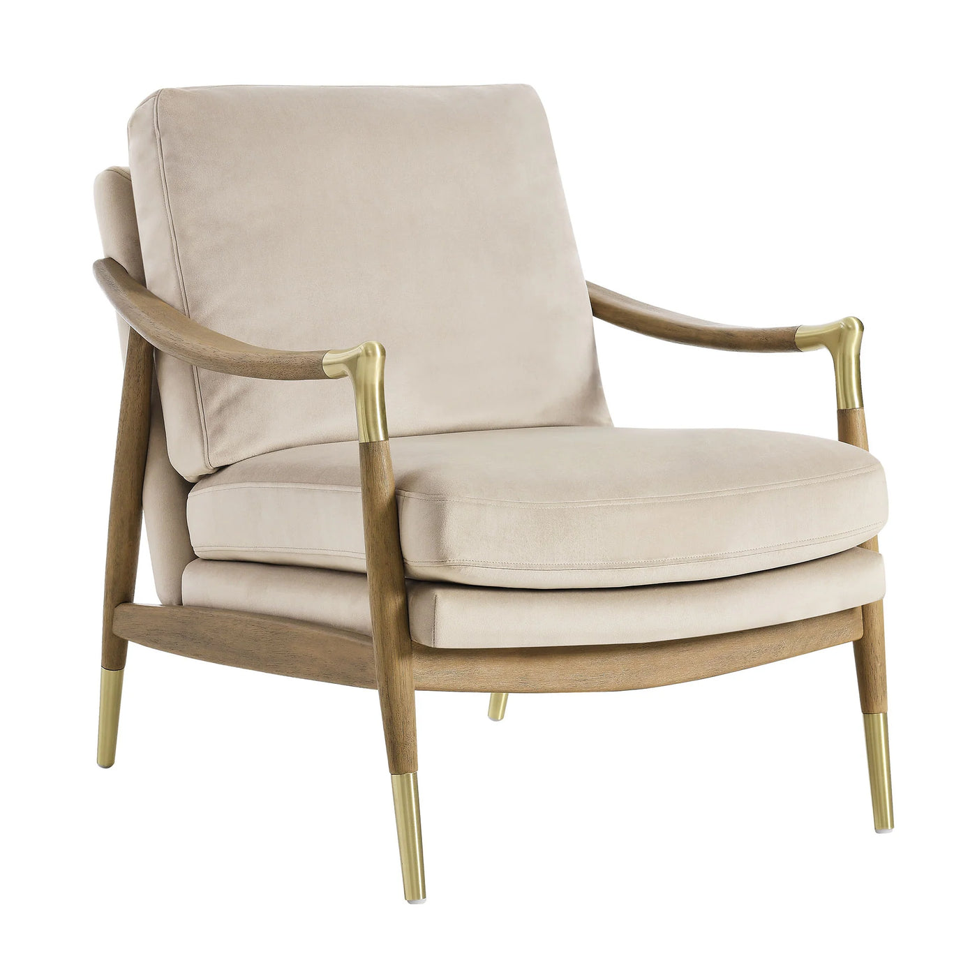 Langford Performance Velvet Accent Armchair in Moss Green Walnut