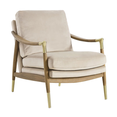 Langford Performance Velvet Accent Armchair in Moss Green Walnut