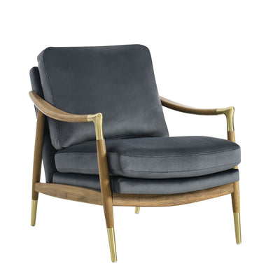 Langford Performance Velvet Accent Armchair in Moss Green Walnut