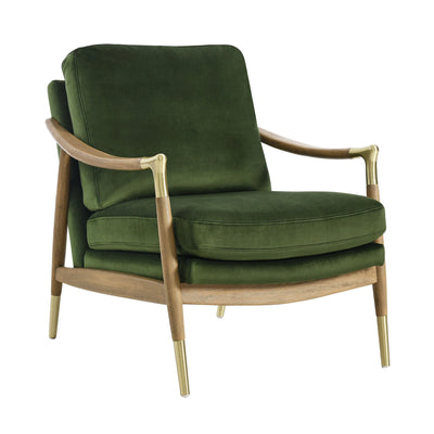 Langford Performance Velvet Accent Armchair in Moss Green Walnut