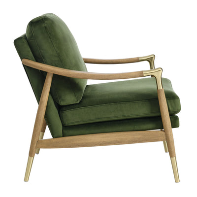 Langford Performance Velvet Accent Armchair in Moss Green Walnut