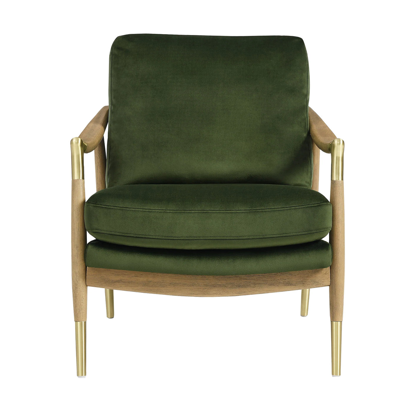 Langford Performance Velvet Accent Armchair in Moss Green Walnut