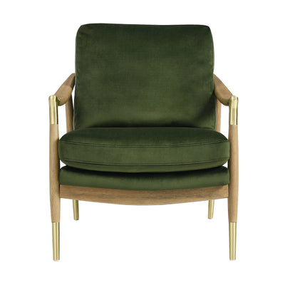 Langford Performance Velvet Accent Armchair in Moss Green Walnut