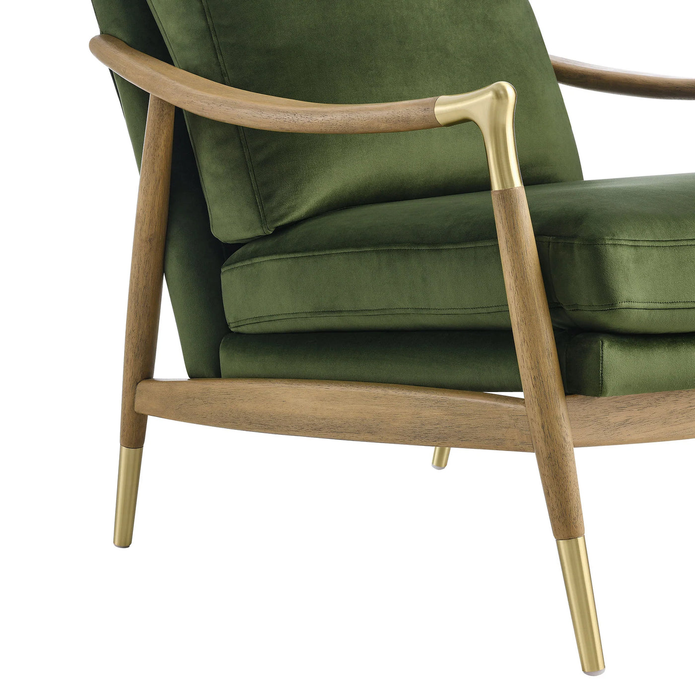 Langford Performance Velvet Accent Armchair in Moss Green Walnut