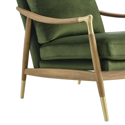 Langford Performance Velvet Accent Armchair in Moss Green Walnut