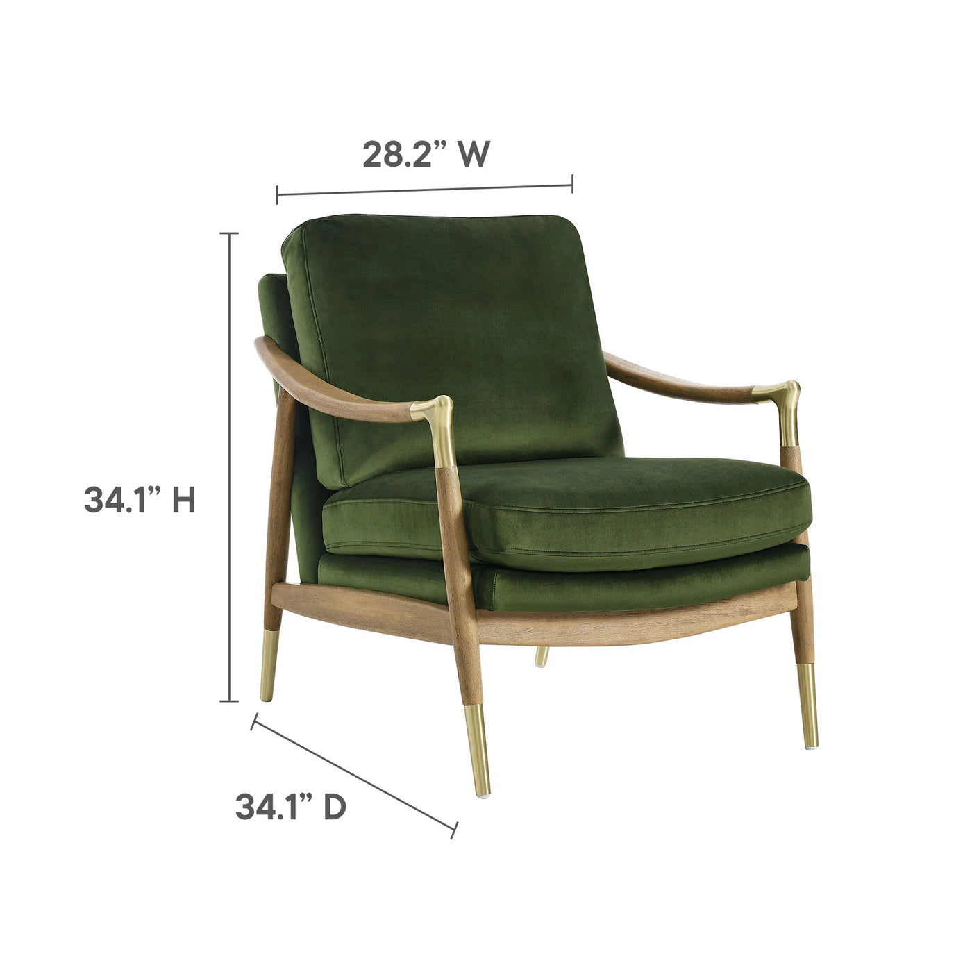 Langford Performance Velvet Accent Armchair in Moss Green Walnut