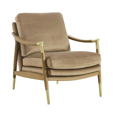 Langford Performance Velvet Accent Armchair in Moss Green Walnut