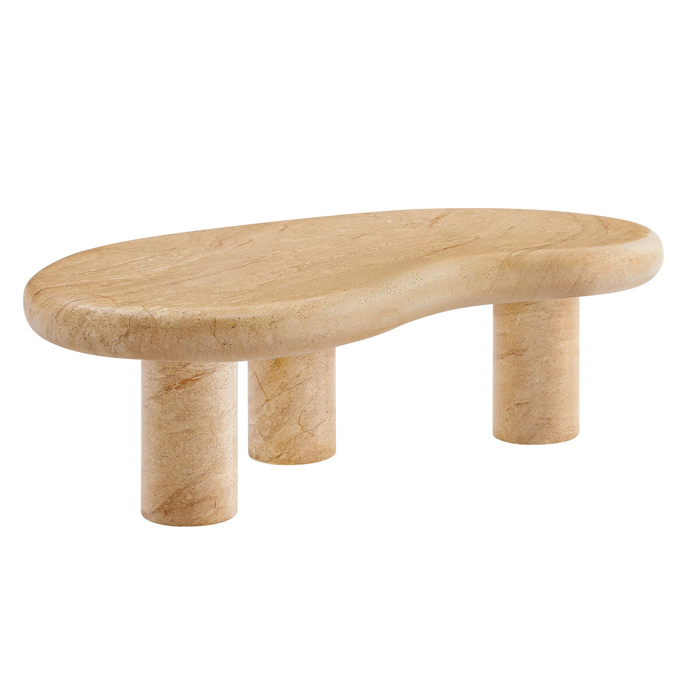 Elowen Indoor - Outdoor Patio Textured Faux Travertine Coffee Table in Travertine