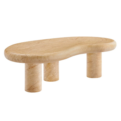 Elowen Indoor - Outdoor Patio Textured Faux Travertine Coffee Table in Travertine