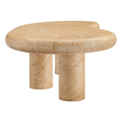 Elowen Indoor - Outdoor Patio Textured Faux Travertine Coffee Table in Travertine