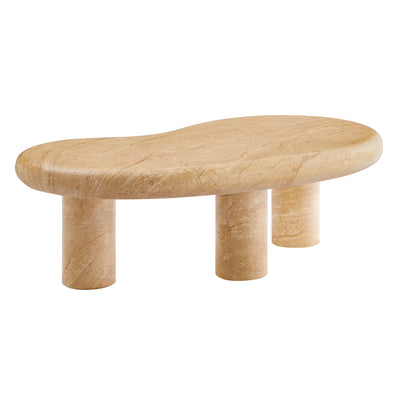 Elowen Indoor - Outdoor Patio Textured Faux Travertine Coffee Table in Travertine
