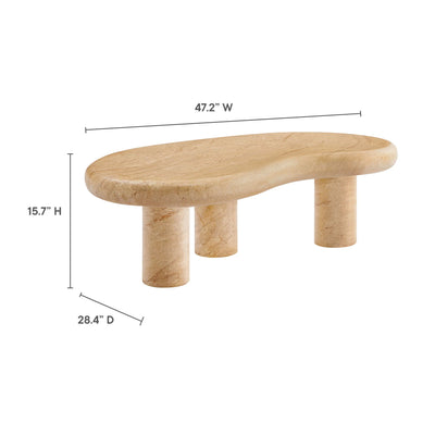 Elowen Indoor - Outdoor Patio Textured Faux Travertine Coffee Table in Travertine