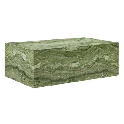 Jordana Square Plinth Indoor - Outdoor Patio Concrete Coffee Table in Green Marble