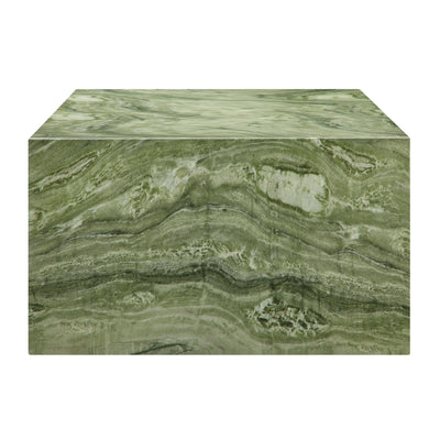 Jordana Square Plinth Indoor - Outdoor Patio Concrete Coffee Table in Green Marble