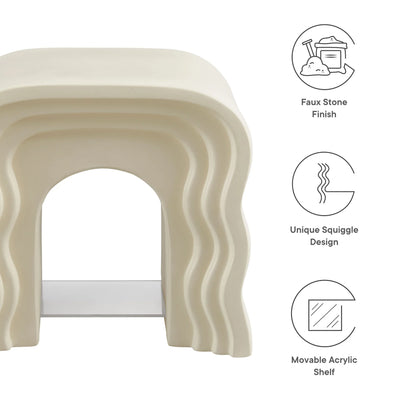Jorin Squiggle Side Table in Ivory