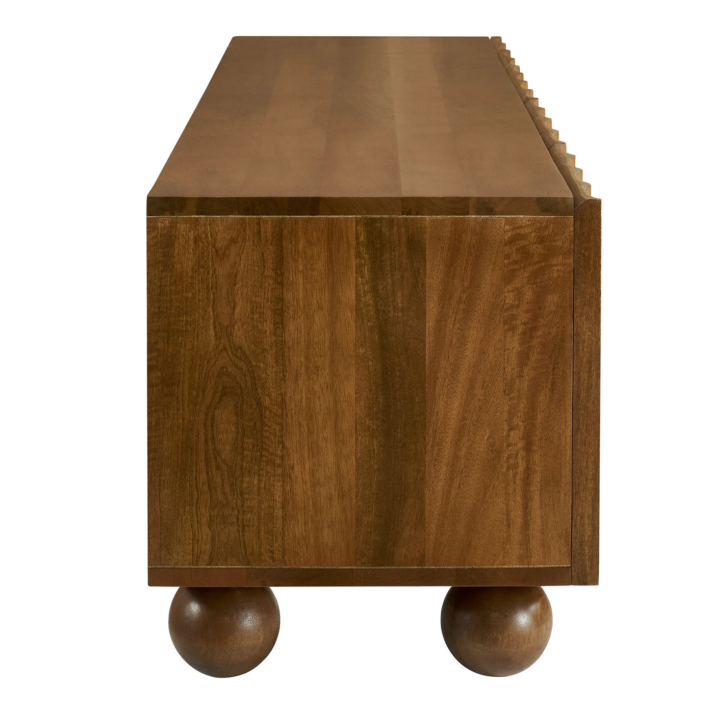 Sorren Scalloped 71" Wood TV Stand in Walnut