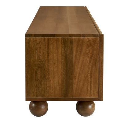 Sorren Scalloped 71" Wood TV Stand in Walnut