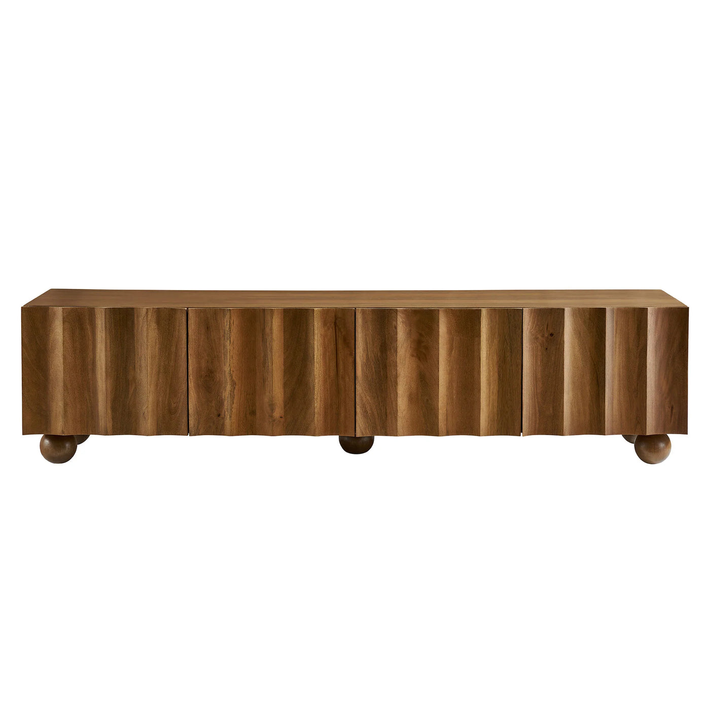 Sorren Scalloped 71" Wood TV Stand in Walnut