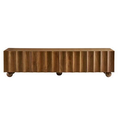 Sorren Scalloped 71" Wood TV Stand in Walnut