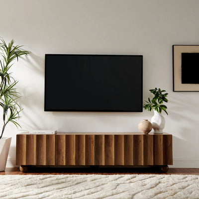 Sorren Scalloped 71" Wood TV Stand in Walnut