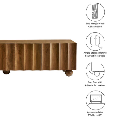 Sorren Scalloped 71" Wood TV Stand in Walnut