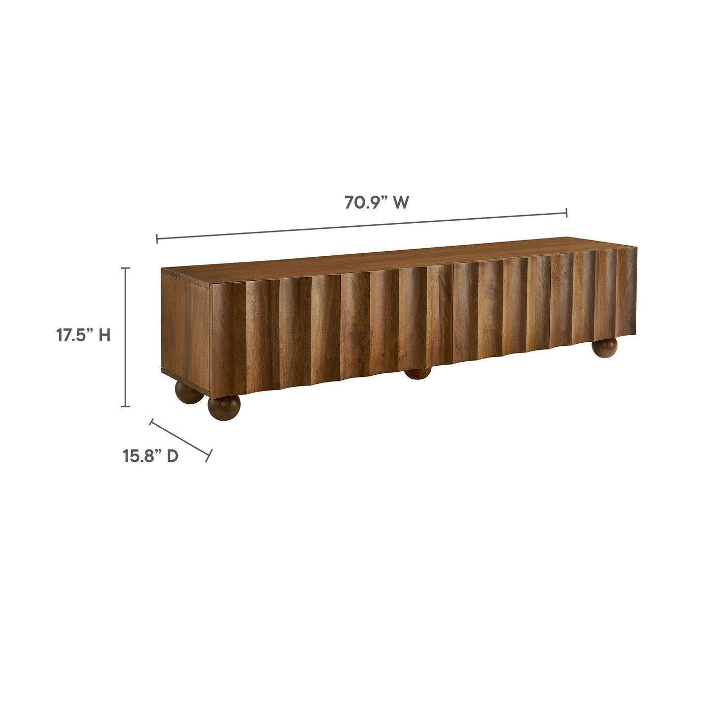Sorren Scalloped 71" Wood TV Stand in Walnut