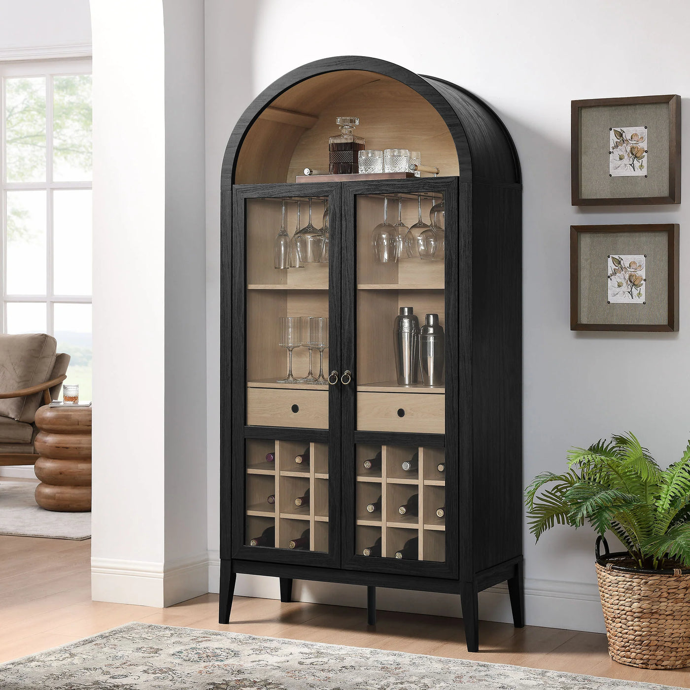 Nolan Arched Bar Cabinet in Black
