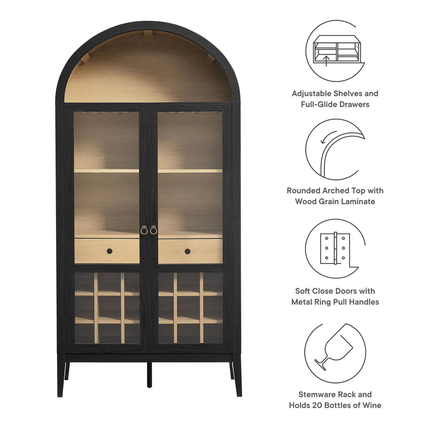Nolan Arched Bar Cabinet in Black