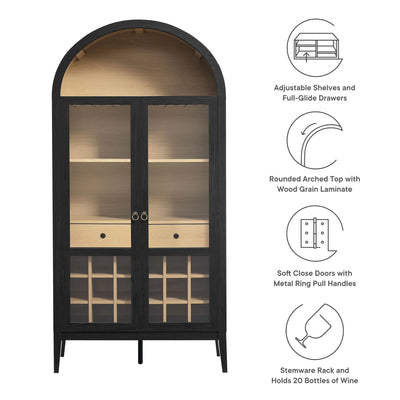 Nolan Arched Bar Cabinet in Black