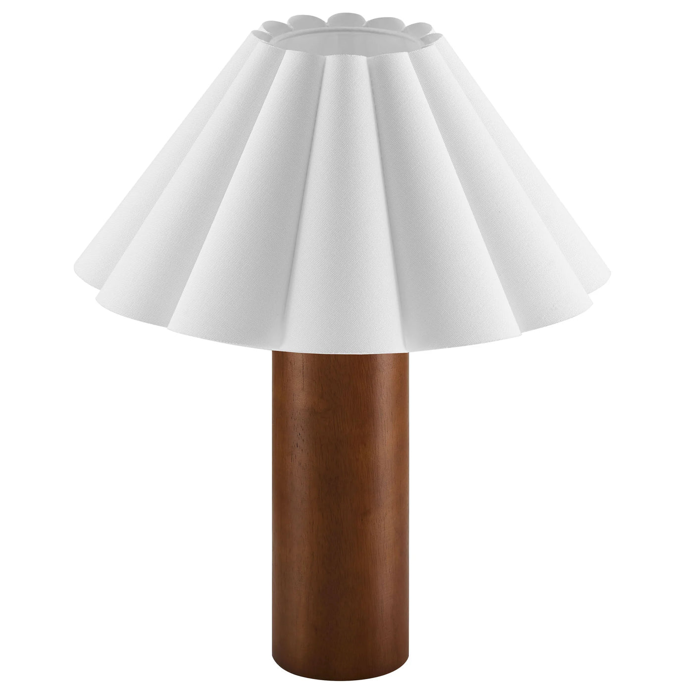 Flora Wood Table Lamp With Pleated Petal Shade in Walnut