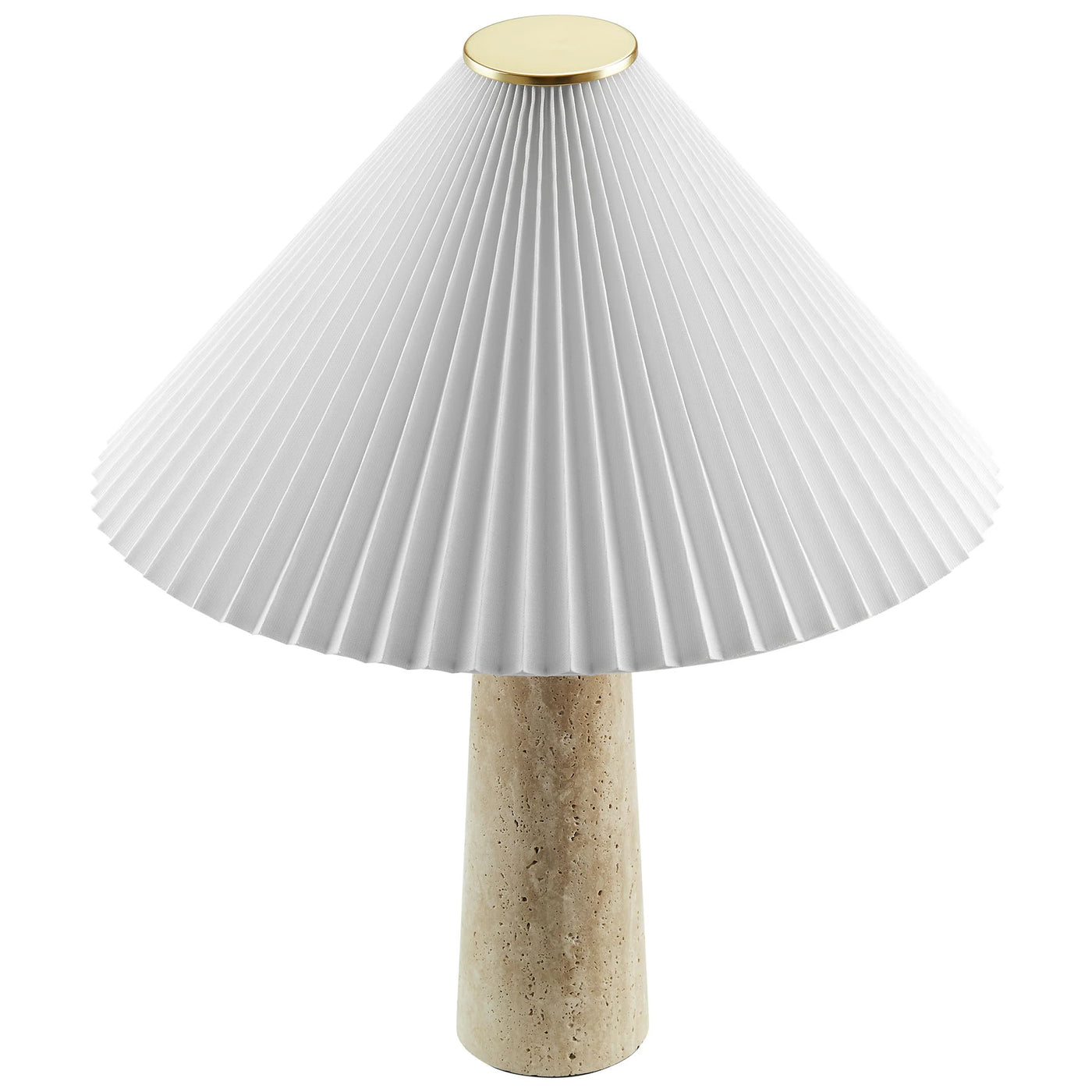 Cove Travertine Table Lamp With Pleated Shade in Travertine