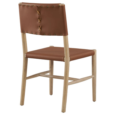 Dover Wood Vegan Leather Dining Side Chairs Set of 2 in Natural