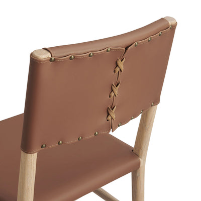 Dover Wood Vegan Leather Dining Side Chairs Set of 2 in Natural