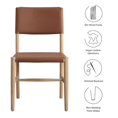 Dover Wood Vegan Leather Dining Side Chairs Set of 2 in Natural