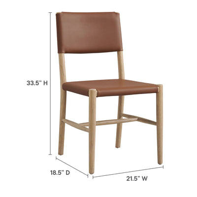 Dover Wood Vegan Leather Dining Side Chairs Set of 2 in Natural
