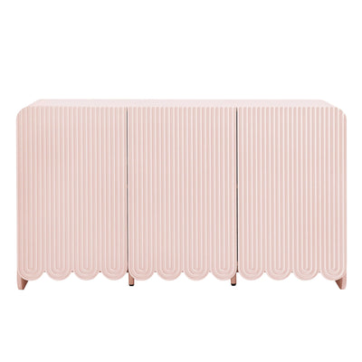 Dahlia Fluted and Scalloped Sideboard Storage Cabinet in Sage
