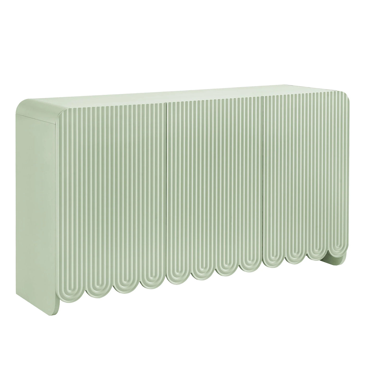 Dahlia Fluted and Scalloped Sideboard Storage Cabinet in Sage
