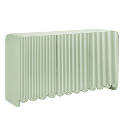 Dahlia Fluted and Scalloped Sideboard Storage Cabinet in Sage