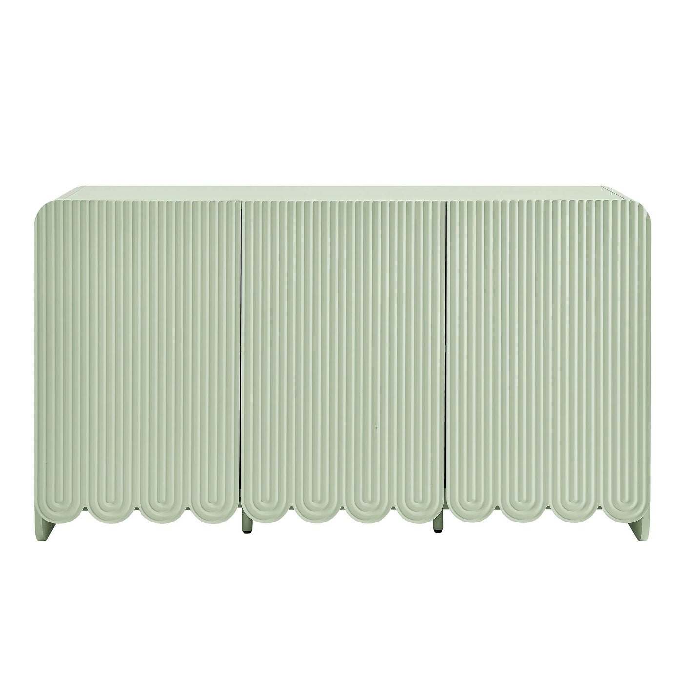 Dahlia Fluted and Scalloped Sideboard Storage Cabinet in Sage