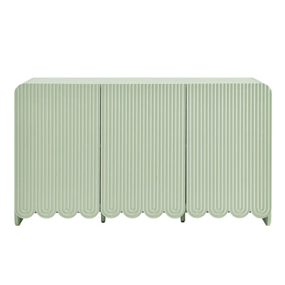 Dahlia Fluted and Scalloped Sideboard Storage Cabinet in Sage