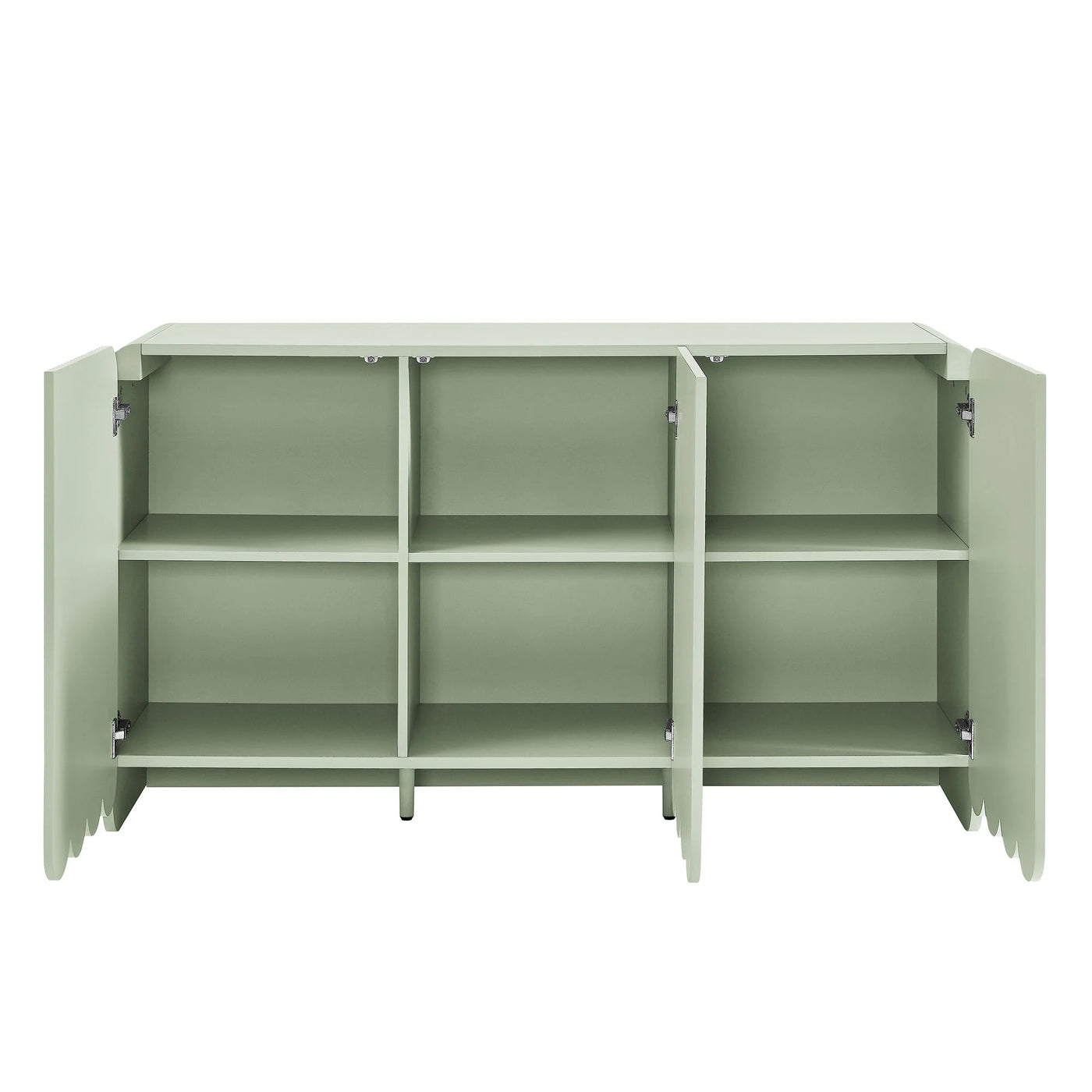 Dahlia Fluted and Scalloped Sideboard Storage Cabinet in Sage