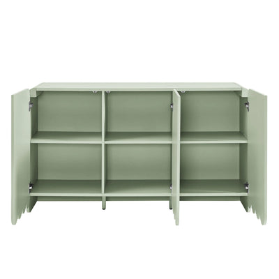 Dahlia Fluted and Scalloped Sideboard Storage Cabinet in Sage