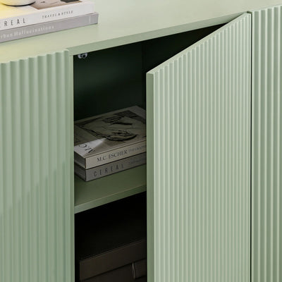 Dahlia Fluted and Scalloped Sideboard Storage Cabinet in Sage