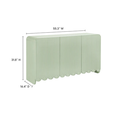 Dahlia Fluted and Scalloped Sideboard Storage Cabinet in Sage