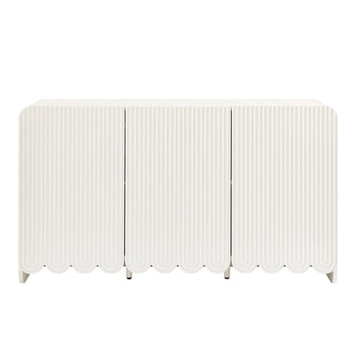 Dahlia Fluted and Scalloped Sideboard Storage Cabinet in Sage